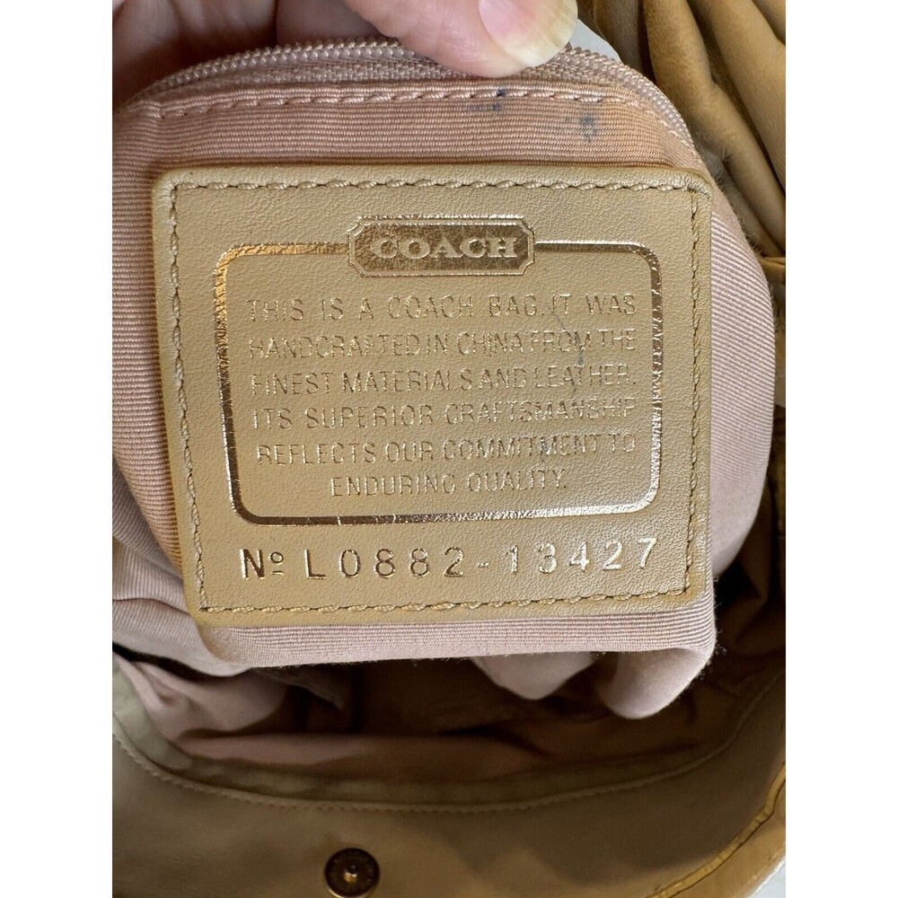 COACH Op Art Parker Beige Signature Sateen Canvas & Leather Shoulder Bag 13427 - Picture 9 of 15